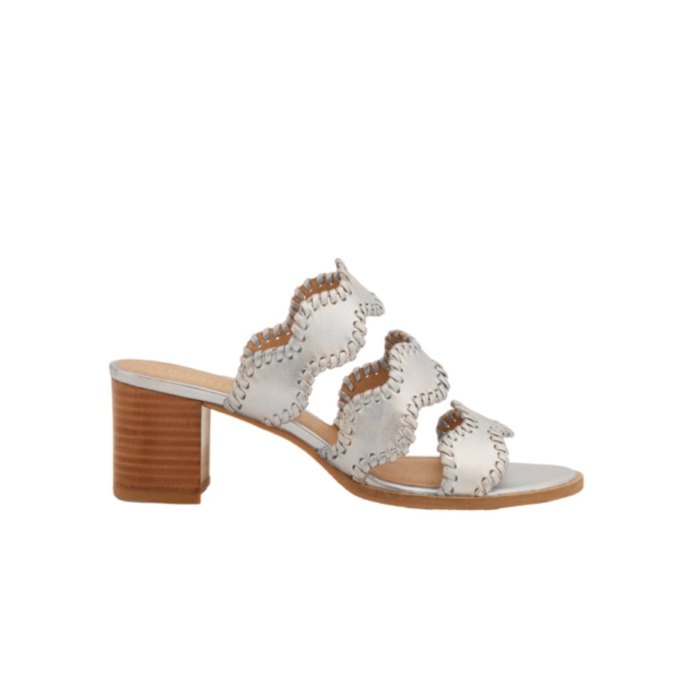 Jack Rogers White and Tan Heeled Sandals